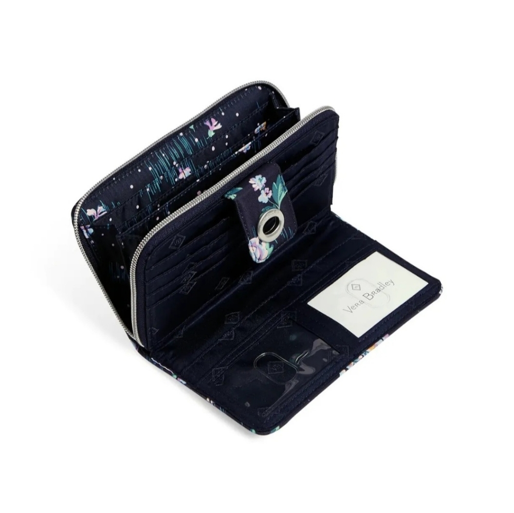 VERA BRADLEY - RFID Turnlock Wallet Navy Garden - Picture 3 of 3